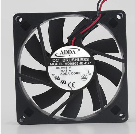 Original ADDA AD0805HB-D71 Cooling Fan 5V 0.43A 2.15W 2wires AD0805HB-D71 Fans